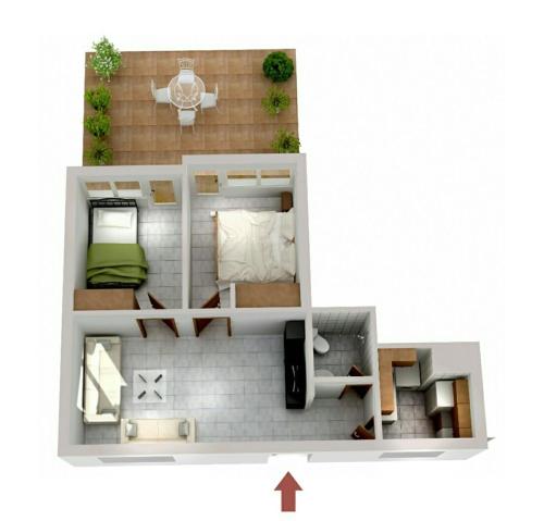 佩雷亞的住宿－Cosy apartment，房屋平面图的 ⁇ 染