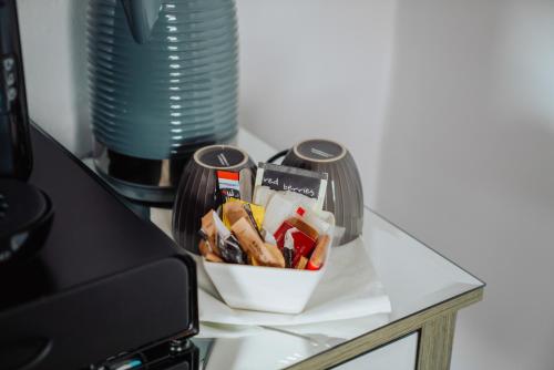 a container of food on a table next to a printer at The Fox Inn in Stourbridge