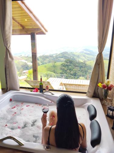 Landskap semula jadi dekat dengan chalet