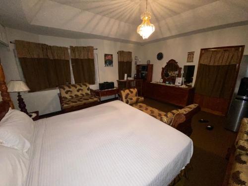 sypialnia z dużym białym łóżkiem w pokoju w obiekcie Home away from home w mieście Mandeville