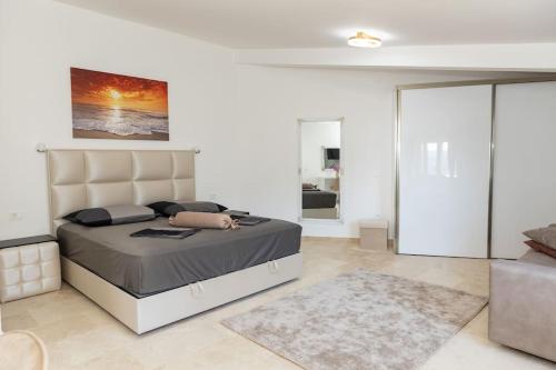 1 dormitorio con 1 cama grande en una habitación en Villa Ella, en Stari Bar