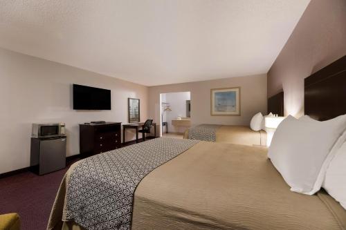 a hotel room with a large bed and a television at Americas Best Value Inn Alpine in Alpine