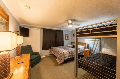 a bedroom with a bunk bed and a couch at ML204 2BR/2BA Bright & Airy Lift View WiFi EZ Park in Dunmore