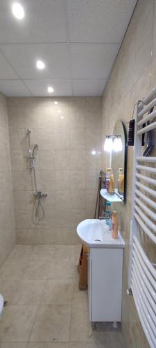Luxury and stylish apartmen, metro station Obelya tesisinde bir banyo