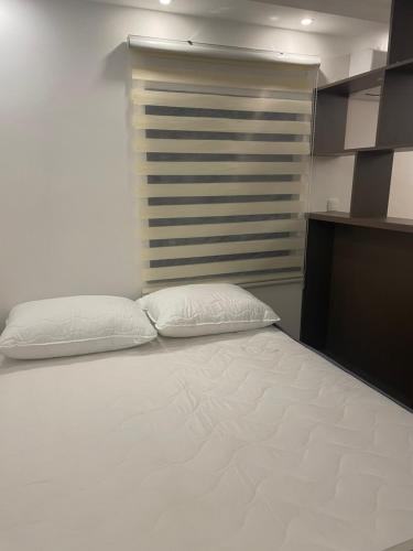 een wit bed met 2 kussens in een slaapkamer bij Gold delux in Zagreb