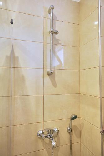 a shower stall with a shower head in a bathroom at BUTTERFLY SUITES by STELIOS in Keramotí