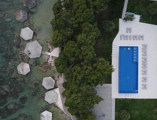 an overhead view of a building and trees at Villa Arausa in Vodice