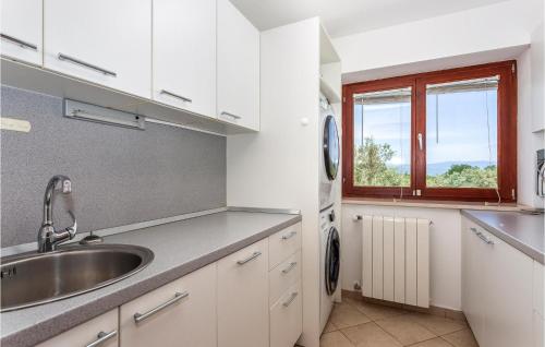 a kitchen with a sink and a dishwasher at Gorgeous Home In Sveti Vid Dobrinjski With House A Panoramic View in Gostinjac