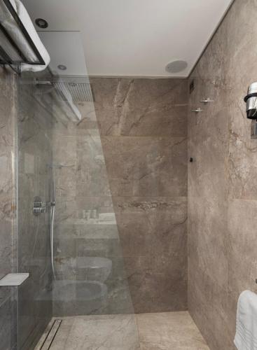 a bathroom with a shower and a sink at LHP Napoli Palace & SPA in Naples
