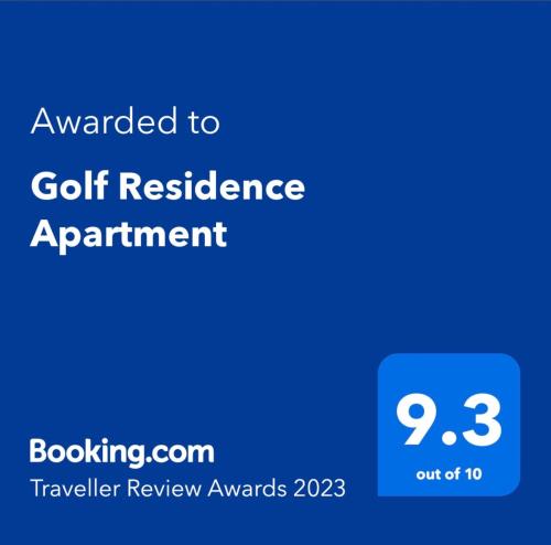 a screenshot of a cell phone with the text awarded to golf residence appointment at Golf Residence Apartment in Vilamoura