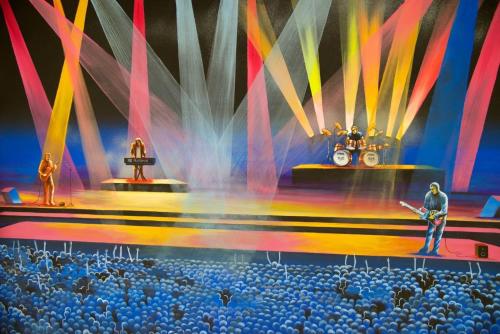 a stage with a crowd of people on it at Big Johnny B in Rome
