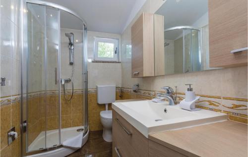 a bathroom with a sink and a shower and a toilet at Gorgeous Home In Tar With Wifi in Tar