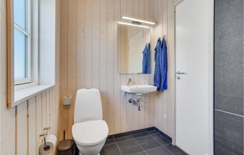 ein Bad mit einem WC und einem Waschbecken in der Unterkunft Lovely Home In Sklskr With Kitchen in Skælskør