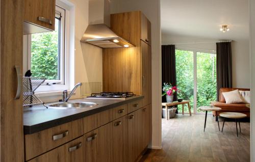 - une cuisine avec un évier et un comptoir dans l'établissement Chalet 34, à Oosterwolde