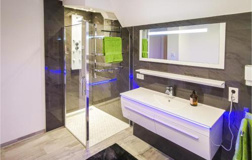 ein Bad mit einem Waschbecken und einer Dusche in der Unterkunft Gorgeous Home In Ulrichstein With Kitchen in Ulrichstein