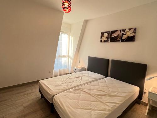 Postel nebo postele na pokoji v ubytování Charmant T2 lumineux et moderne, bien situé, avec balcon et parking à Aix-les-Bains - FR-1-555-85