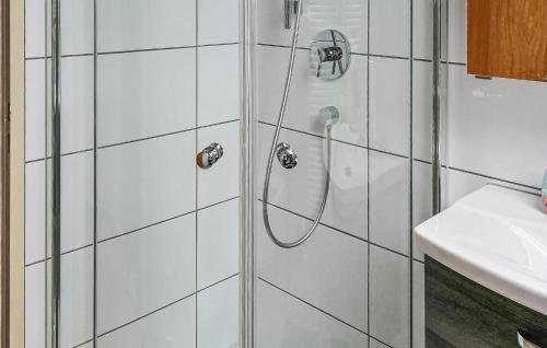 a bathroom with a shower and a sink at Lovely Home In Feistritz Im Rosental With Wifi in Ludmannsdorf