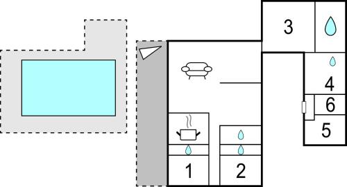 a block diagram of a bathroom with four toilets at Lovely Home In Aubais With Wifi in Aubais