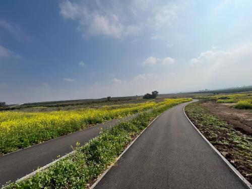 an empty road in the middle of a field at פסגת יובלים in Qiryat Shemona