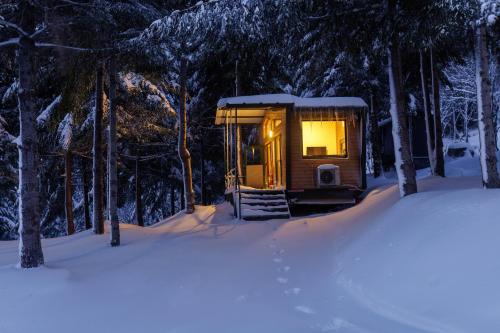a small cabin in the woods in the snow at Tumba Sisli Vadi in Kartepe