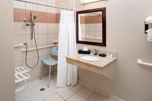 a bathroom with a sink and a shower at SpringHill Suites by Marriott Ardmore in Ardmore