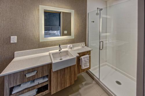 a bathroom with a sink and a shower at SpringHill Suites by Marriott Amarillo in Amarillo