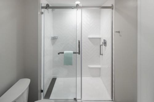 a shower with a glass door in a bathroom at TownePlace Suites by Marriott West Kelowna in West Kelowna