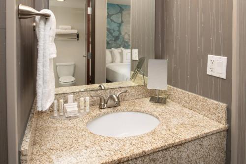 a bathroom with a sink in a hotel room at Courtyard by Marriott Portland Airport in Portland