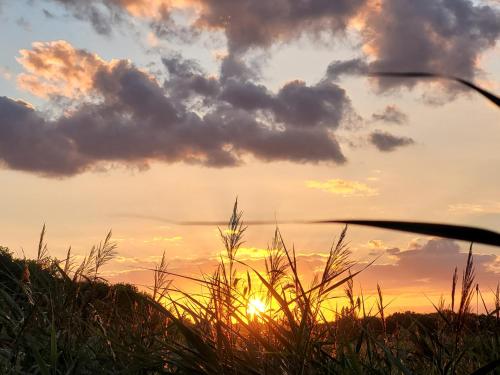 a sunset seen through the window of a car at Stonesthrow 184 Broadside Chalet Park Stalham in Stalham