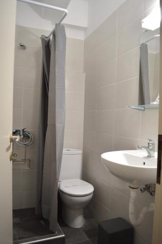 a bathroom with a toilet and a sink at Pension Mando in Skiathos