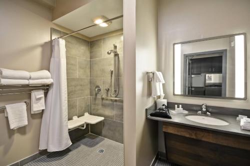 a bathroom with a sink and a shower at TownePlace Suites by Marriott Dover Rockaway in Dover