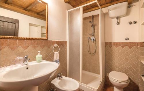 Avigliano的住宿－Sanquirico，一间带水槽、卫生间和淋浴的浴室
