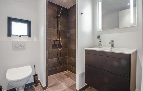 ハザスレウにある4 Bedroom Lovely Home In Haderslevのバスルーム(シャワー、トイレ、シンク付)