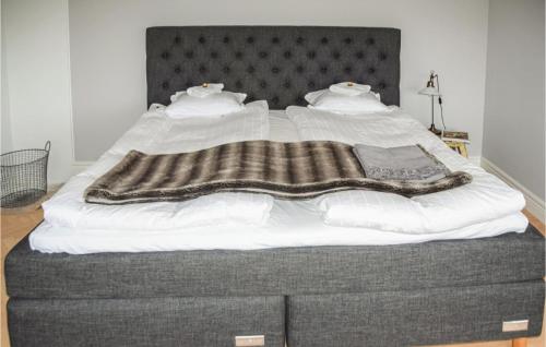 duże łóżko z kocem na górze w obiekcie Amazing Home In Mrrum With Wifi w mieście Mörrum