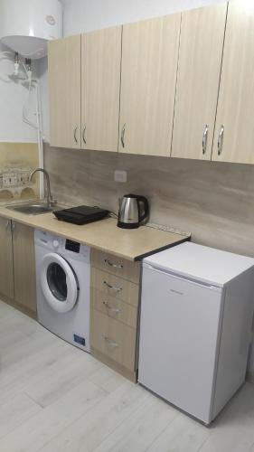 eine Küche mit einer Waschmaschine und einem Geschirrspüler in der Unterkunft Квартира студия in Chişinău