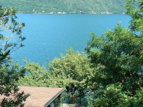 a view of a large body of water with trees at Lakeview Cannobio Camping & Resort in Cannobio