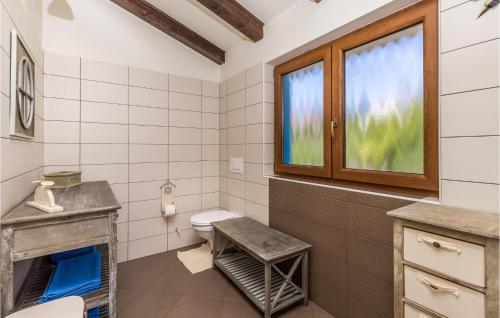 ein Bad mit einem WC und einem Fenster in der Unterkunft Nice Home In Palit With Wifi in Mundanije