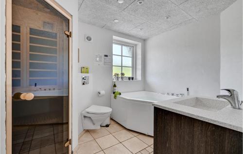 ØhuseにあるLovely Home In Ulfborg With Saunaのバスルーム(バスタブ、トイレ、シンク付)