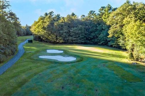 an overhead view of a golf green with a hole at Luxury 4 bedroom house in Pocono Mountains with Hottub in Golf Course Near Lake in Tobyhanna