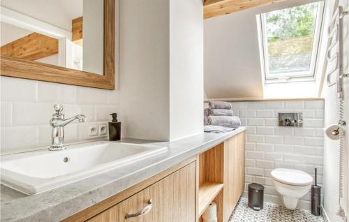 a bathroom with a sink and a toilet at Beautiful Home In Gietrzwald With Wifi And 1 Bedrooms in Gietrzwałd