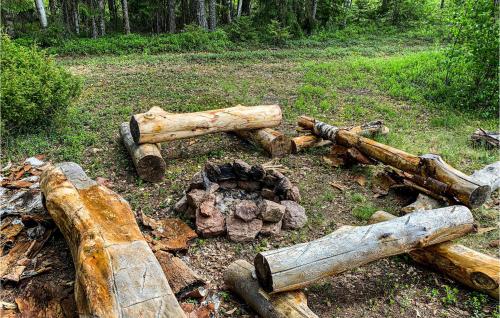 a pile of logs laying on the ground in a field at Ambjörby in Stöllet