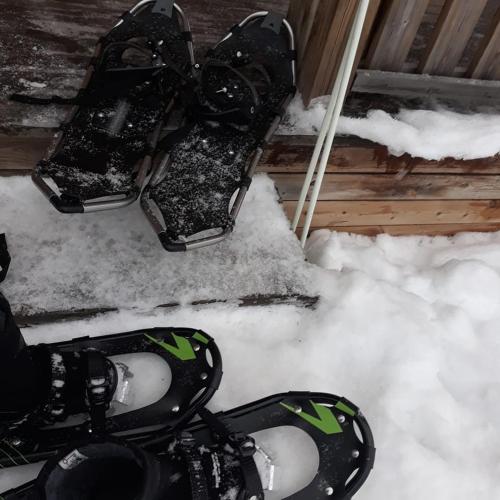 a pair of snowboards are sitting in the snow at Savutaival in Pello