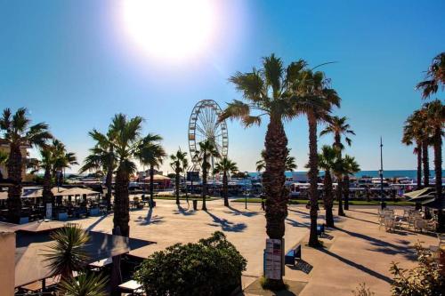 a ferris wheel in a park with palm trees at Studio - Les Hauts d'Azur in Saint Pierre La Mer