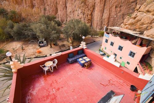 an aerial view of a house in a canyon at Etoile des Gorges in Aït Baha