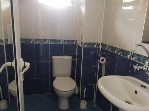 a bathroom with a toilet and a sink at Rooms Zora in Primorsko