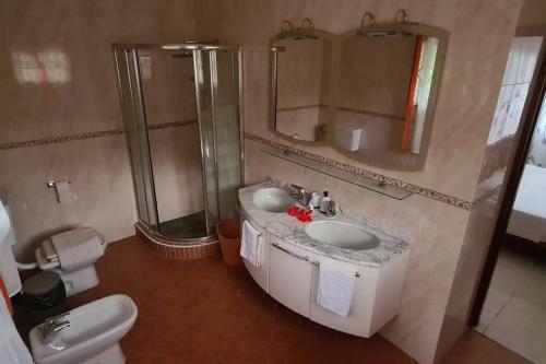 La salle de bains est pourvue d'un lavabo, d'une douche et de toilettes. dans l'établissement Island Of Love, à Mahé