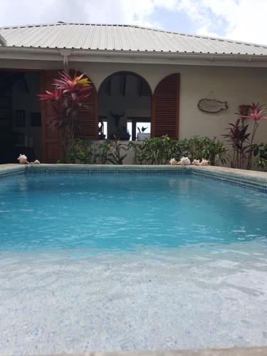 a swimming pool in front of a house at Harbour View House in Port Elizabeth