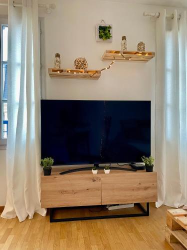 TV de pantalla plana grande en una zona de estar en Le Plessis-Robinson - centre-ville, en Le Plessis-Robinson