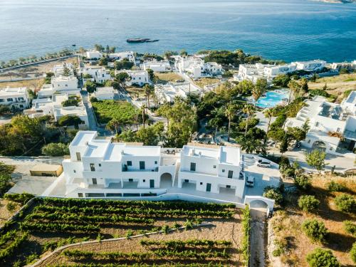 an aerial view of a white house and the ocean at PAREA Paros - Adults Only in Kampos Paros
