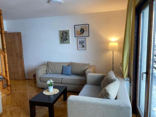 a living room with a couch and a table at Zlatibor Tornik View in Zlatibor
